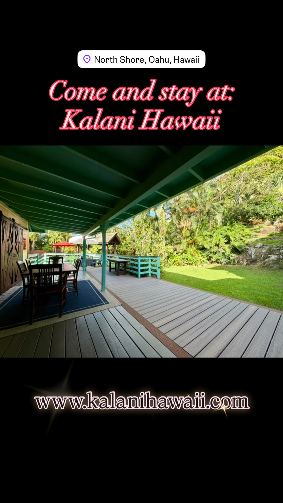 Wake up to the gentle sounds of tropical birds, sip your morning coffee while strolling through our lush gardens, and breathe in the fresh Hawaiian air. At Kalani Hawaii Boutique Lodge.

NorthShoreOahu #SkyDiving #ScubaDiving #PearlHarbor #NorthShoreHawaiiAccomodations#beach